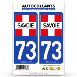 2 Autocollants plaque immatriculation Auto 73 Savoie - Département
