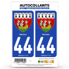 2 Autocollants plaque immatriculation 44 Nantes - Blason