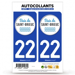 2 Autocollants plaque immatriculation 22 Saint-Brieuc - Baie