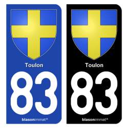 2 Autocollants plaque immatriculation 83 Toulon - Armoiries