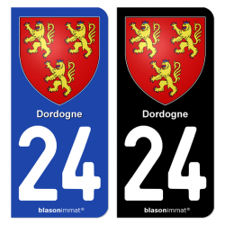 2 Autocollants plaque immatriculation Auto 24 Dordogne - Armoiries