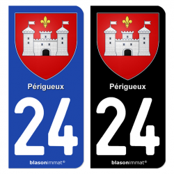 Autocollant plaque d'immatriculation 24 Périgueux - Armoiries