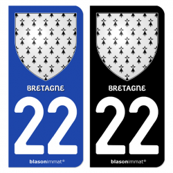 Autocollant plaque d'immatriculation 22 Bretagne - Armoiries