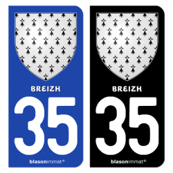 Autocollant plaque d'immatriculation 35 Breizh - Armoiries