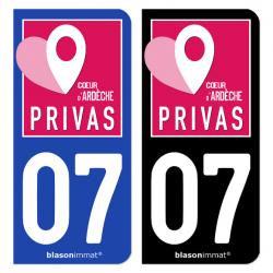 Autocollant Plaque Immatriculation 07 Privas - Ville