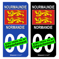 Autocollant plaque d'immatriculation Normandie - Drapeau