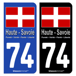 Autocollant plaque d'immatriculation 74 Haute-Savoie - Drapeau