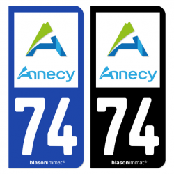 Autocollant plaque d'immatriculation 74 Annecy - Pays