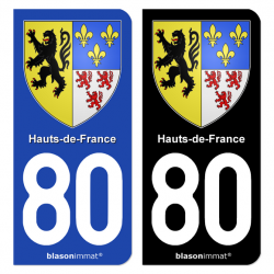 Autocollant plaque d'immatriculation 80 Hauts-de-France - Armoiries