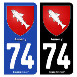 Autocollant plaque d'immatriculation 74 Annecy - Armoiries