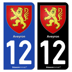 Autocollant plaque d'immatriculation 12 Aveyron - Armoiries