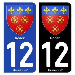 Autocollant plaque d'immatriculation 12 Rodez - Armoiries