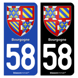 Autocollant plaque d'immatriculation 58 Bourgogne - Armoiries