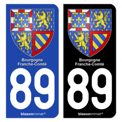 Autocollant plaque d'immatriculation 89 Bourgogne-Franche-Comté - Armoiries