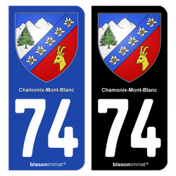 Autocollant plaque d'immatriculation 74 Chamonix-Mont-Blanc - Armoiries