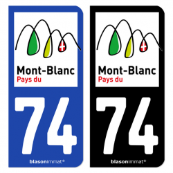 Autocollant plaque d'immatriculation 74 Mont-Blanc - Pays