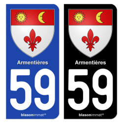 Autocollant plaque d'immatriculation 59 Armentières - Armoiries