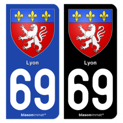 Autocollant plaque d'immatriculation 69 Lyon - Blason