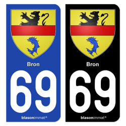 Autocollant plaque d'immatriculation 69 Bron - Armoiries