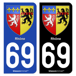 Autocollant plaque d'immatriculation 69 Rhône - Armoiries