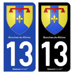 Autocollant plaque d'immatriculation 13 Bouches-du-Rhône - Armoiries