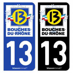 Autocollant plaque d'immatriculation 13 Bouches-du-Rhône - Département