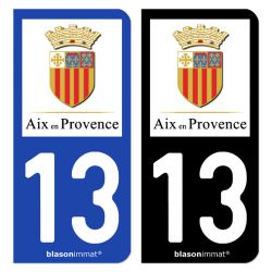 Autocollant plaque d'immatriculation 13 Aix-en-Provence - Ville II