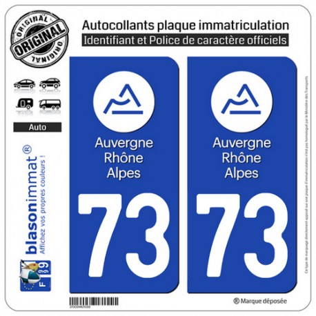 Autocollant Plaque Immatriculation 73 Savoie - LogoType III