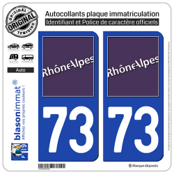 2 Autocollants plaque immatriculation Auto 73 Rhône-Alpes - LogoType