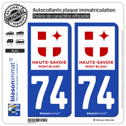 2 stickers pour plaque d'immatriculation Auto, 74 blason de Haute Savoie -  - The Little Boutique