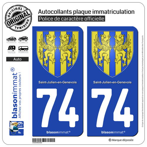  blasonimmat 2 Autocollants Plaque immatriculation Auto 74  Haute-Savoie - Armoiries II