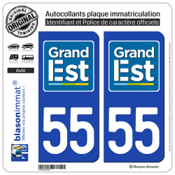 2 Autocollants plaque immatriculation Auto 55 Grand Est - LogoType