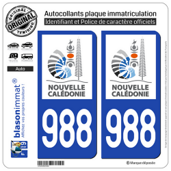 2 Autocollants immatriculation Auto 988-H Nouvelle-Calédonie - Gouvernement