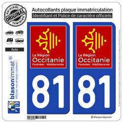 2 Autocollants plaque imatriculation Auto 81 Occitanie - LogoType