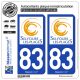 2 Autocollants plaque immatriculation Auto 83 Six-Fours-les-Plages - Ville