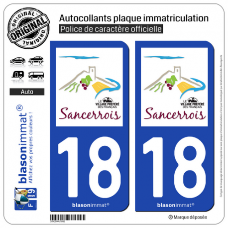 18 Cher - Département | Autocollant plaque immatriculation