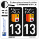 2 Stickers plaque immatriculation Auto 13 PACA - LT Carbone-Style