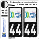 2 Stickers plaque immatriculation Auto 44 Pays de la Loire - LT Carbone-Style