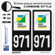 2 Stickers plaque immatriculation Auto 971-H Guadeloupe - LT Carbone-Style