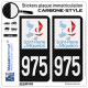 2 Stickers plaque immatriculation Auto 975-H Saint-Pierre et Miquelon - COM Carbone-Style