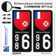 2 Stickers plaque immatriculation Auto 986 Wallis-et-Futuna - COM Carbone-Style