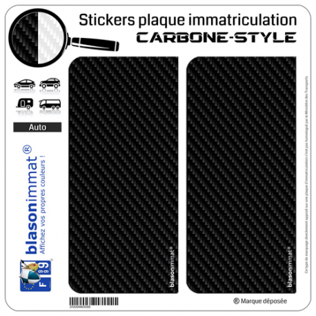 2 Stickers plaque immatriculation Auto Incognito de Gauche - Carbone-Style