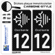 2 Stickers plaque immatriculation Auto 12 Occitanie Croix - Carbone-Style