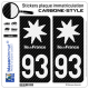 2 Stickers plaque immatriculation Auto 93 Île-de-France - Black Carbone-Style