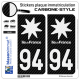 2 Stickers plaque immatriculation Auto 94 Île-de-France - Black Carbone-Style