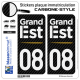 2 Stickers plaque immatriculation Auto 08 Grand Est - Région Carbone-Style