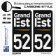 2 Stickers plaque immatriculation Auto 52 Grand Est - Région Carbone-Style