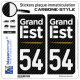 2 Stickers plaque immatriculation Auto 54 Grand Est - Région Carbone-Style