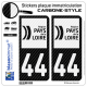 2 Stickers plaque immatriculation Auto 44 Pays de la Loire - LT bi-ton Carbone-Style