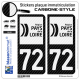 2 Stickers plaque immatriculation Auto 72 Pays de la Loire - LT bi-ton Carbone-Style